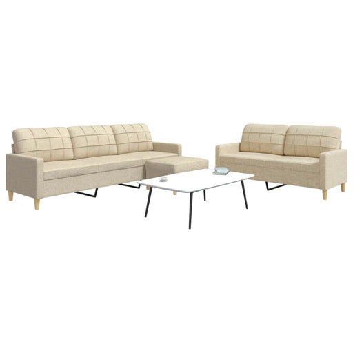 Set de canapele cu taburet, 3 piese, crem, textil - WALTI WALTI