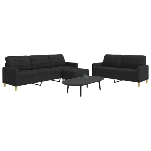 Set de canapele cu taburet, 3 piese, negru, textil - WALTI WALTI