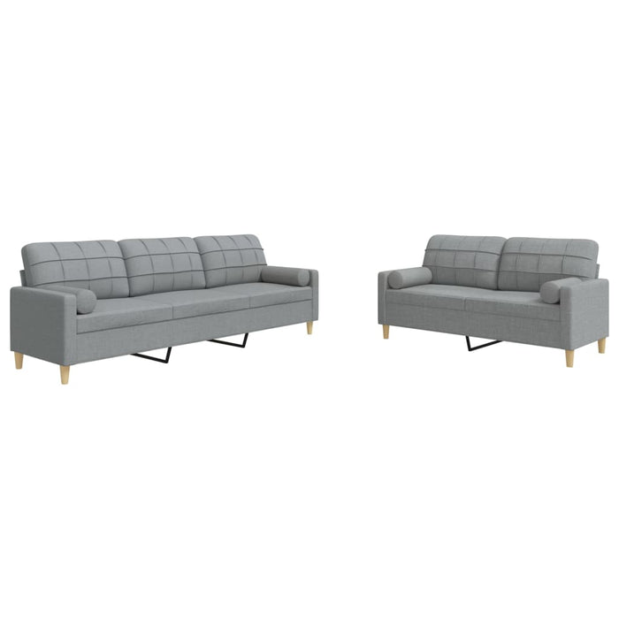 Set de canapele cu perne, 2 piese, gri deschis, textil - WALTI WALTI