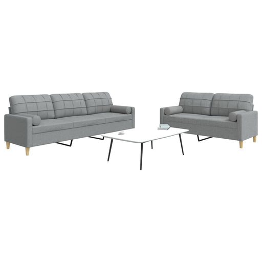 Set de canapele cu perne, 2 piese, gri deschis, textil - WALTI WALTI