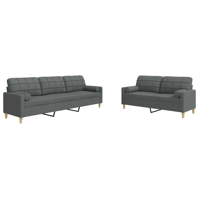 Set de canapele cu perne, 2 piese, gri închis, material textil - WALTI WALTI