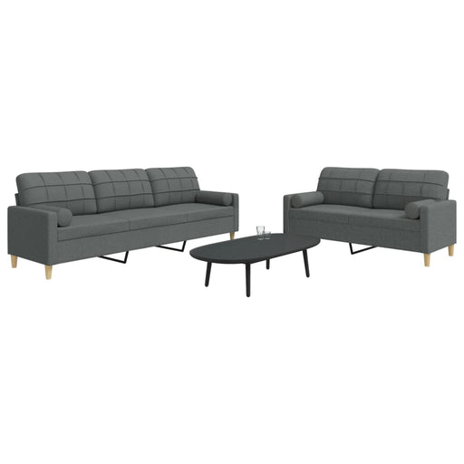 Set de canapele cu perne, 2 piese, gri închis, material textil - WALTI WALTI