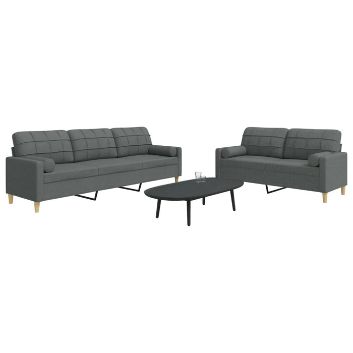 Set de canapele cu perne, 2 piese, gri închis, material textil - WALTI WALTI
