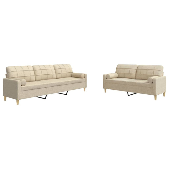 Set de canapele cu perne decorative, 2 piese, crem, textil - WALTI WALTI