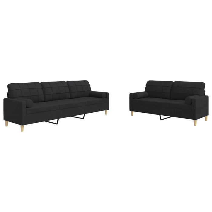 Set de canapele cu perne decorative, 2 piese, negru, textil - WALTI WALTI