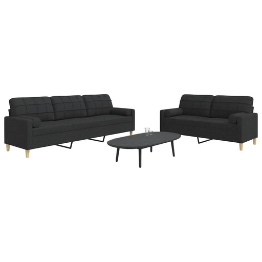 Set de canapele cu perne decorative, 2 piese, negru, textil - WALTI WALTI