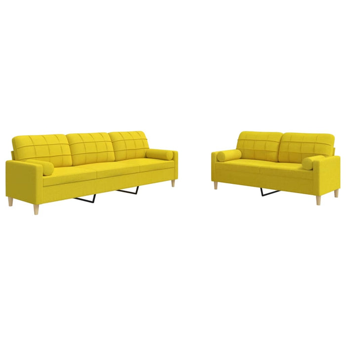Set de canapele cu perne rulou, 2 piese, galben deschis, textil - WALTI WALTI
