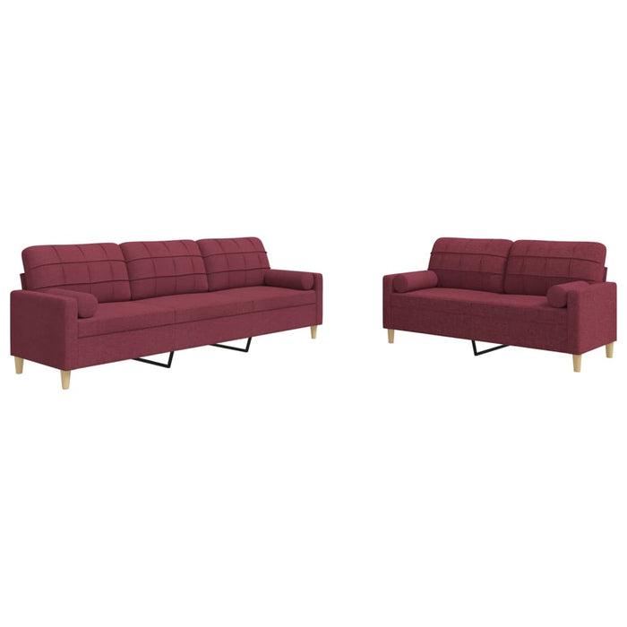 Set canapea cu perne, 2 piese, roșu vin, material textil - WALTI WALTI
