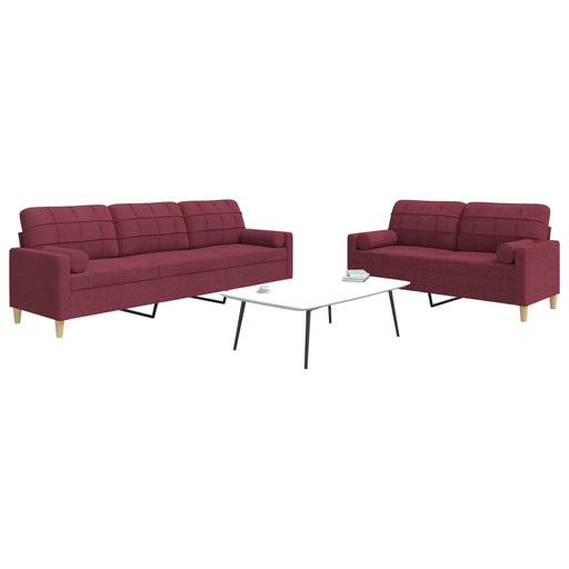Set canapea cu perne, 2 piese, roșu vin, material textil - WALTI WALTI