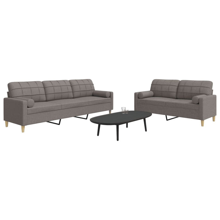 Set de canapele cu perne, 2 piese, gri taupe, textil - WALTI WALTI