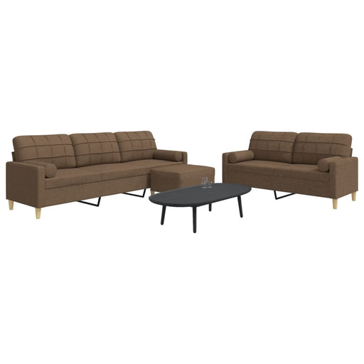 Set canapele cu taburet și perne, 3 piese, maro, textil - WALTI WALTI