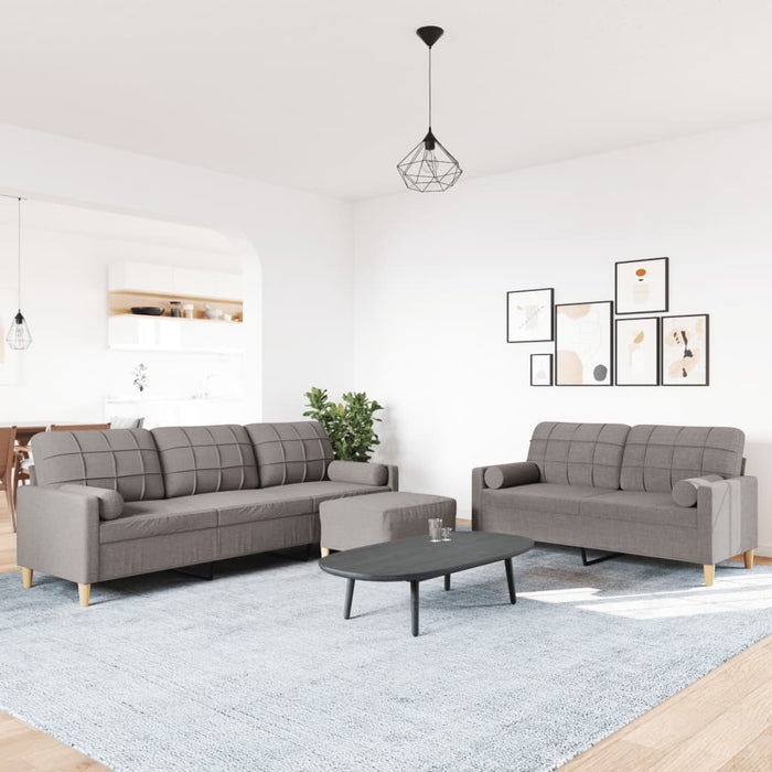 Set canapele cu taburet și perne, 3 piese, taupe, textil - WALTI WALTI