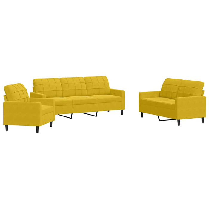 Set de canapele cu perne, 3 piese, galben, catifea - WALTI WALTI