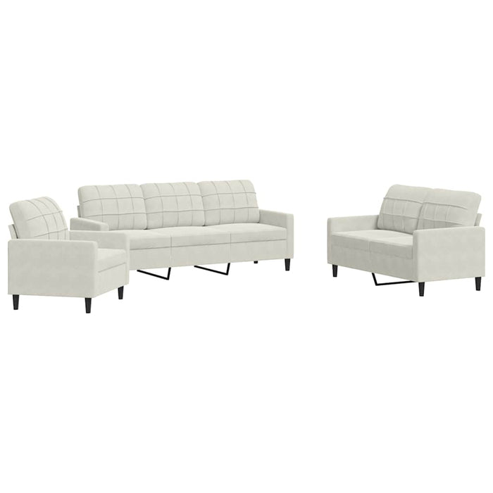 Set de canapele cu perne, 3 piese, crem, catifea - WALTI WALTI
