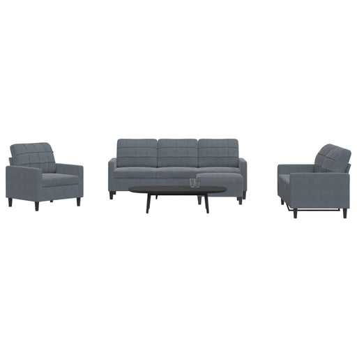 Set de canapele cu perne, 4 piese, gri închis, catifea - WALTI WALTI