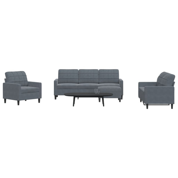 Set de canapele cu perne, 4 piese, gri închis, catifea - WALTI WALTI