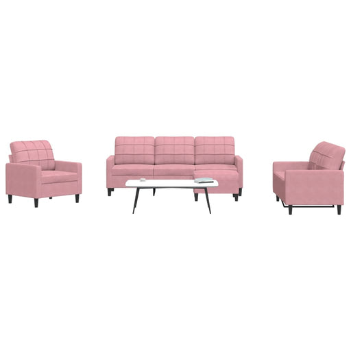 Set de canapele cu perne, 4 piese, roz, catifea - WALTI WALTI