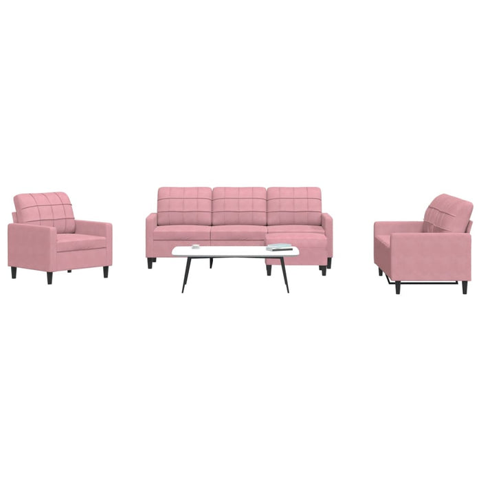 Set de canapele cu perne, 4 piese, roz, catifea - WALTI WALTI