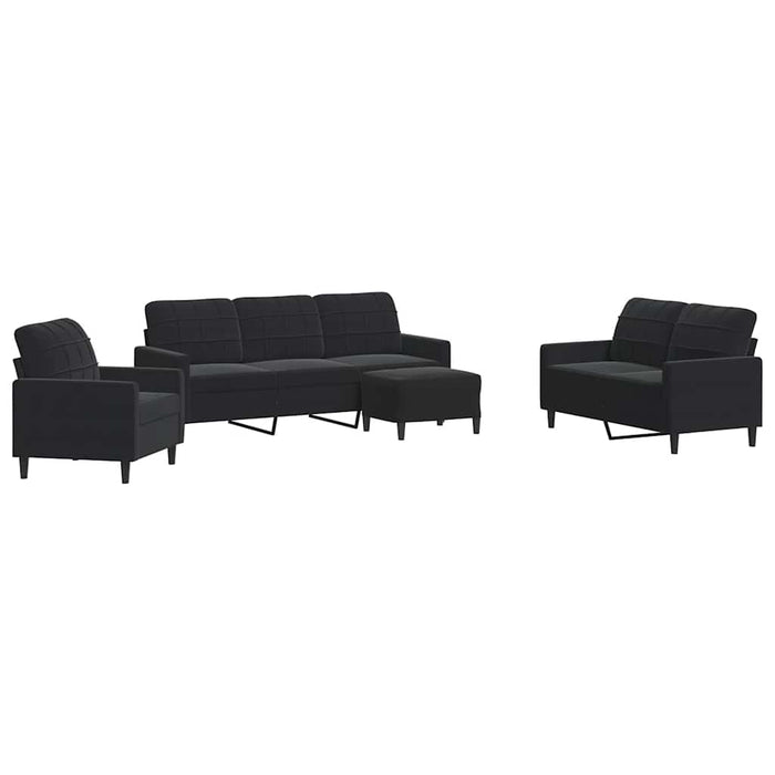 Set de canapele cu perne, 4 piese, negru, catifea - WALTI WALTI