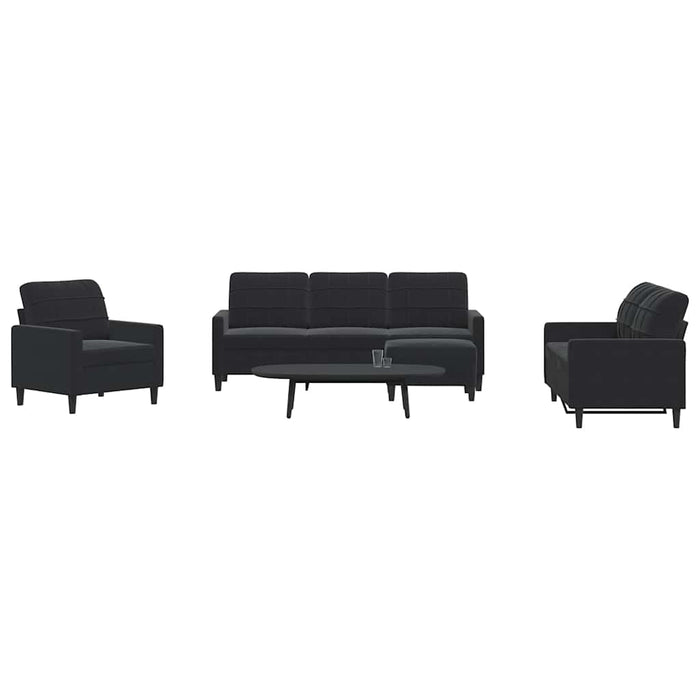 Set de canapele cu perne, 4 piese, negru, catifea - WALTI WALTI