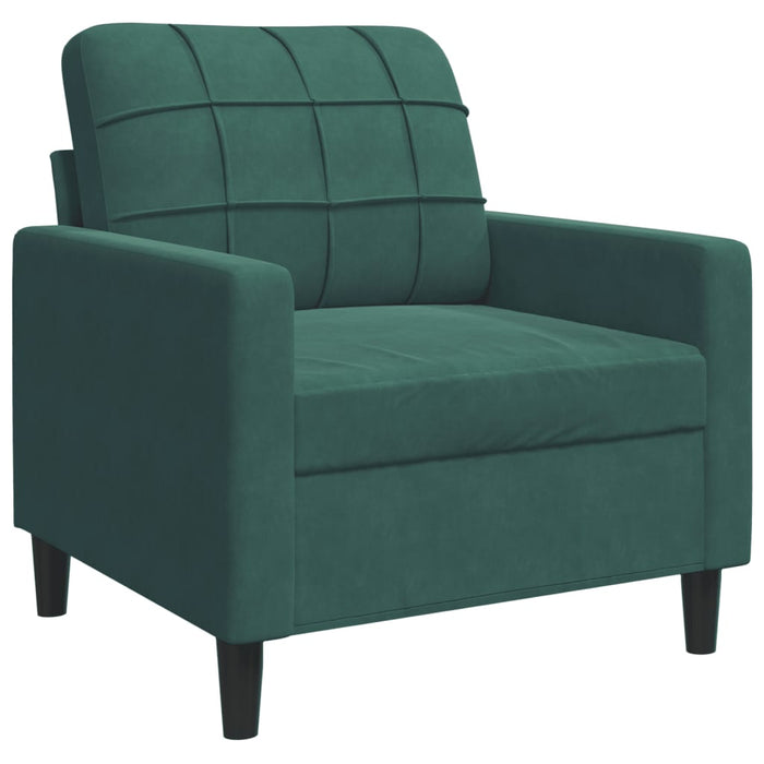 Set canapele cu perne/rulouri, 3 piese, verde închis, catifea - WALTI WALTI
