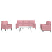 Set canapele cu perne/rulouri, 3 piese, roz, catifea - WALTI WALTI