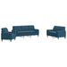 Set de canapele cu perne/rulouri, 3 piese, albastru, catifea - WALTI WALTI