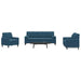 Set de canapele cu perne/rulouri, 3 piese, albastru, catifea - WALTI WALTI