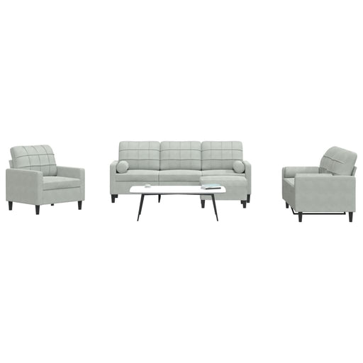 Set de canapele cu perne, 4 piese, gri deschis, catifea - WALTI WALTI