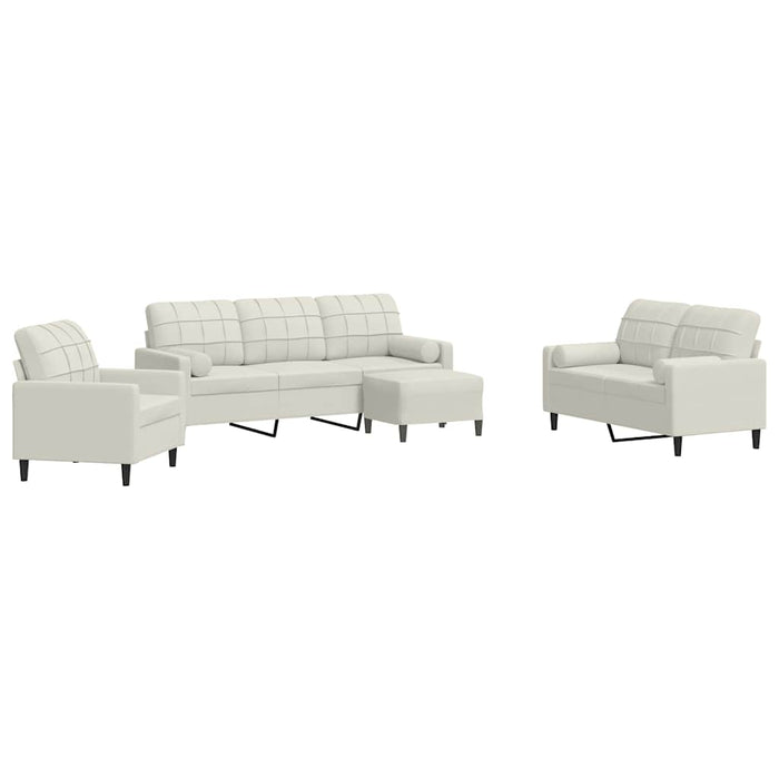 Set de canapele cu perne/rulouri, 4 piese, crem, catifea - WALTI WALTI