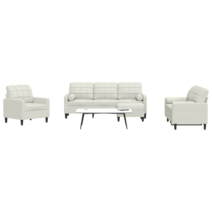 Set de canapele cu perne/rulouri, 4 piese, crem, catifea - WALTI WALTI
