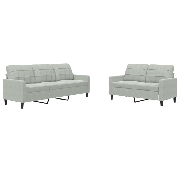 Set de canapele cu perne, 2 piese, gri deschis, catifea - WALTI WALTI