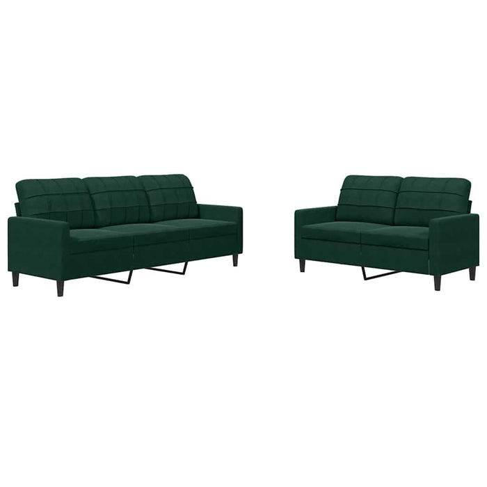 Set de canapele cu perne, 2 piese, verde închis, catifea - WALTI WALTI