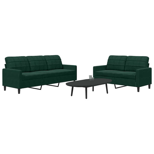 Set de canapele cu perne, 2 piese, verde închis, catifea - WALTI WALTI