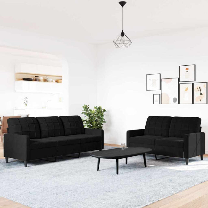 Set de canapele cu perne, 2 piese, negru, catifea - WALTI WALTI