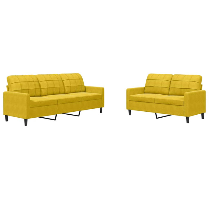 Set de canapele cu perne, 2 piese, galben, catifea - WALTI WALTI