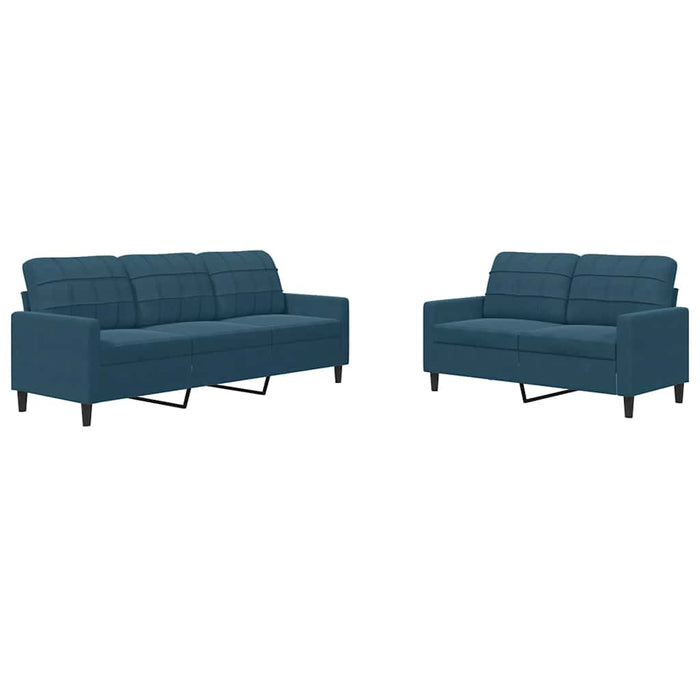 Set de canapele cu perne, 2 piese, albastru, catifea - WALTI WALTI