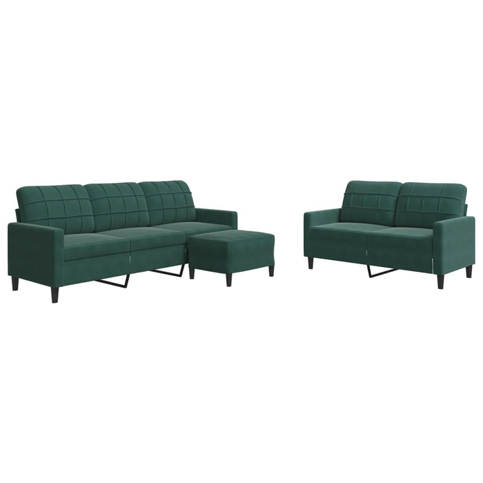 Set de canapele cu perne, 3 piese, verde închis, catifea - WALTI WALTI