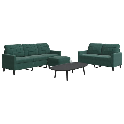 Set de canapele cu perne, 3 piese, verde închis, catifea - WALTI WALTI