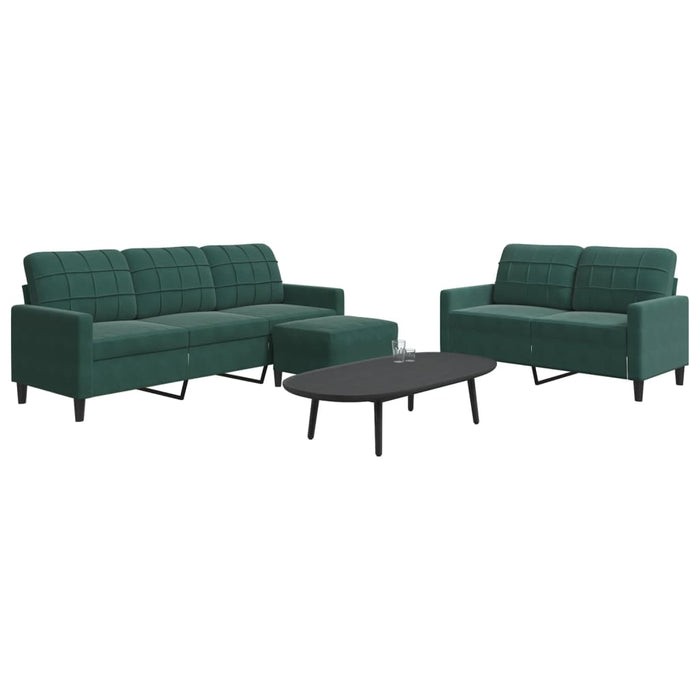Set de canapele cu perne, 3 piese, verde închis, catifea - WALTI WALTI