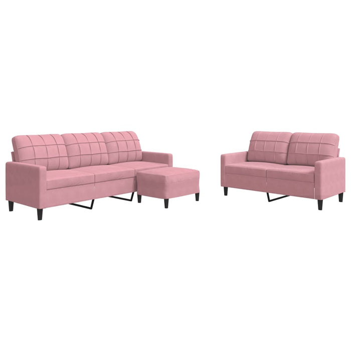 Set de canapele cu perne, 3 piese, roz, catifea - WALTI WALTI