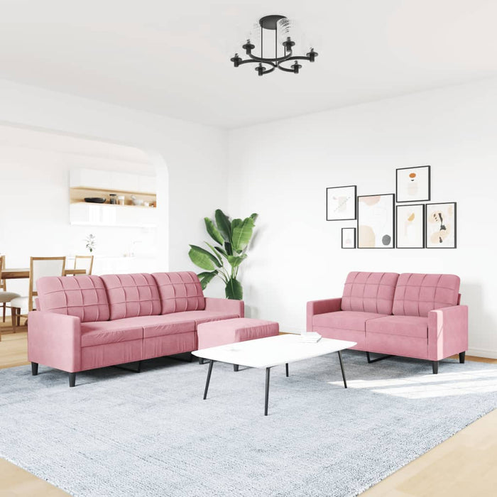 Set de canapele cu perne, 3 piese, roz, catifea - WALTI WALTI