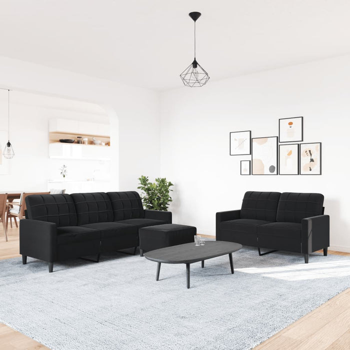 Set de canapele cu perne, 3 piese, negru, catifea - WALTI WALTI
