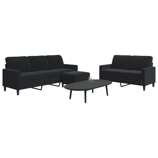 Set de canapele cu perne, 3 piese, negru, catifea - WALTI WALTI