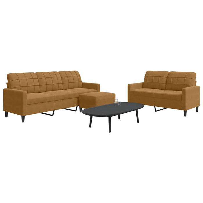 Set de canapele cu perne, 3 piese, maro, catifea - WALTI WALTI