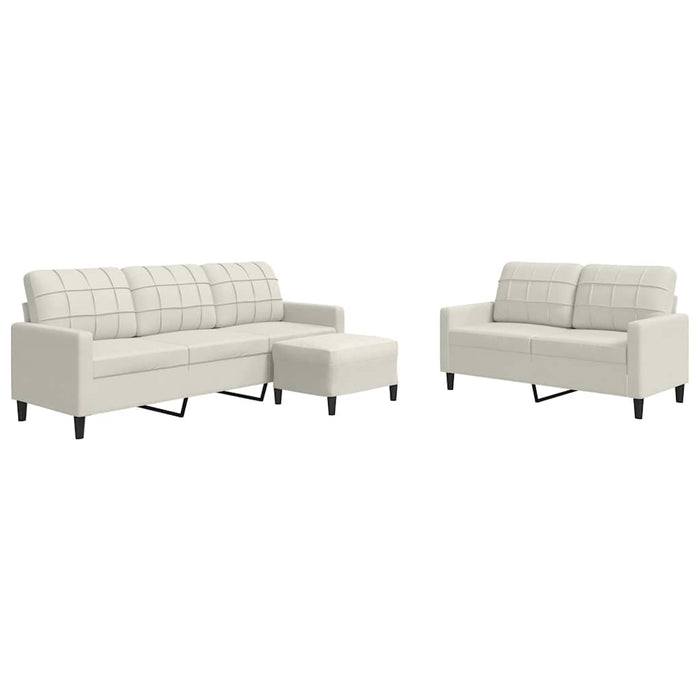Set de canapele cu perne, 3 piese, crem, catifea - WALTI WALTI