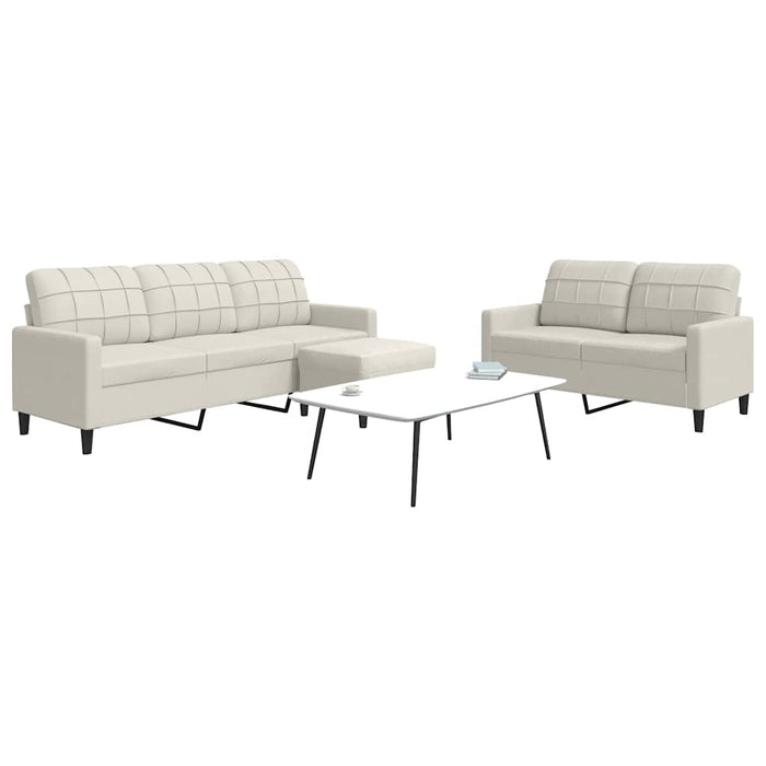 Set de canapele cu perne, 3 piese, crem, catifea - WALTI WALTI