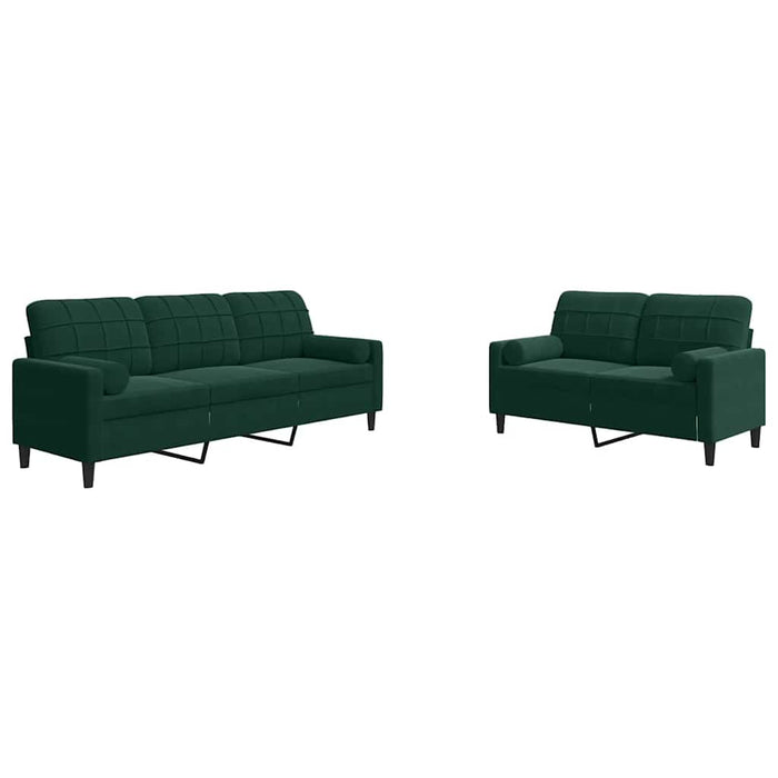 Set canapele cu perne/rulouri, 2 piese, verde închis, catifea - WALTI WALTI