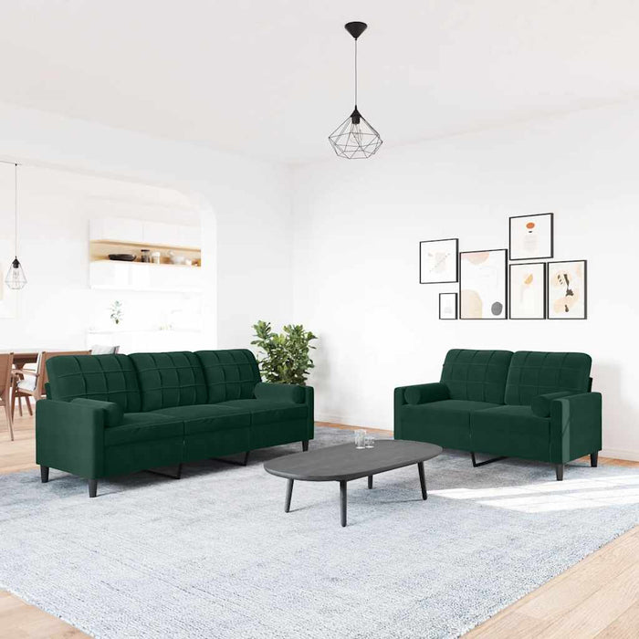 Set canapele cu perne/rulouri, 2 piese, verde închis, catifea - WALTI WALTI