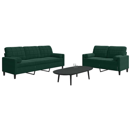 Set canapele cu perne/rulouri, 2 piese, verde închis, catifea - WALTI WALTI